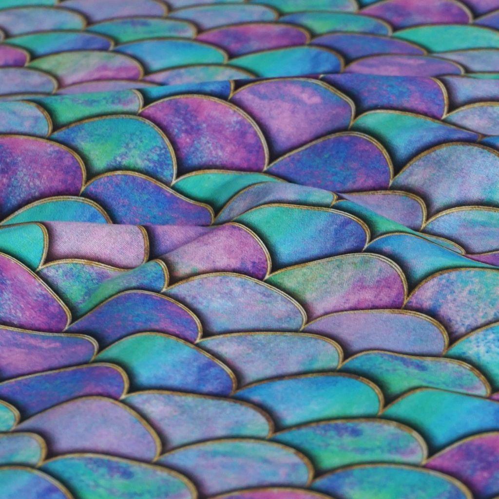 Baumwollstoff Motivdruck Meerjungfrau Schuppen türkis lila